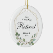 Erste Weihnachtsfeier Moderne Grüne Gold Rahmen Keramik Ornament (Rechts)