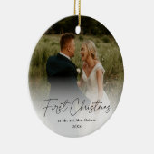 Erste Weihnachtsfeier Modernes handgeschriebenes H Keramik Ornament (Rechts)