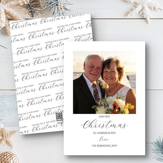 Erste Weihnachtsfeier Mr. and Mrs Simple Square Fo Feiertagskarte