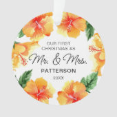 Erste Weihnachtsfeier Mr. & Mrs. Tropical Floral F Ornament (Vorderseite)