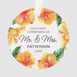 Erste Weihnachtsfeier Mr. & Mrs. Tropical Floral F Ornament
