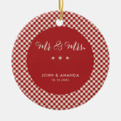 Erste Weihnachtsfeier neu verheiratet Retro Mr. un Keramik Ornament (Vorne)