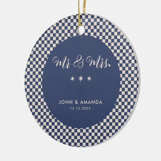 Erste Weihnachtsfeier neu verheiratet Retro Mr. un Keramik Ornament (Links)