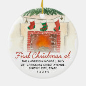 Erste Weihnachtsfeier Neue Zuhause Fireplace Strum Keramik Ornament (Hinten)