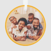 Erste Weihnachtsfeier Neue Zuhause Modernes Foto Ornament (Rückseite)