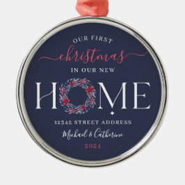 Erste Weihnachtsfeier New Zuhause Elegant Navy Wre Ornament Aus Metall