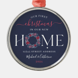 Erste Weihnachtsfeier New Zuhause Elegant Navy Wre Ornament Aus Metall