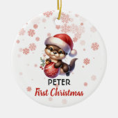 Erste Weihnachtsfeier niedlich Otter Baby Ornament (Vorne)