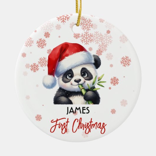 Erste Weihnachtsfeier niedlich Panda Baby Ornament (Vorne)