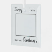 Erste Weihnachtsfeier Niedliche Welpe Custom Dog P Ornament Aus Glas (Vorderseite links)