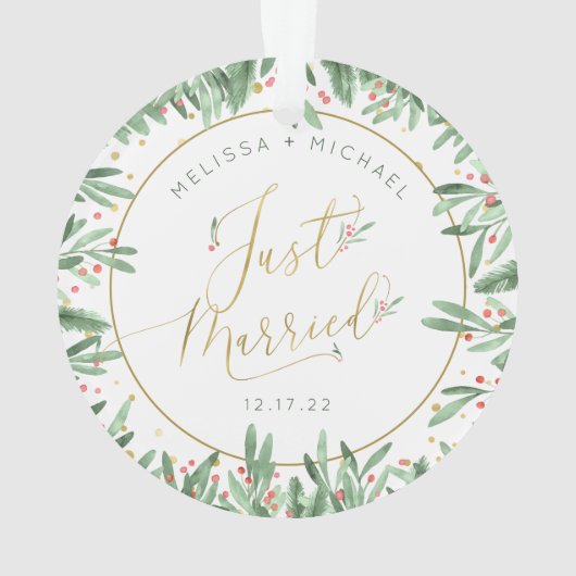 Erste Weihnachtsfeier nur verheiratet festgeendet Ornament (Rückseite)