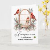 Erste Weihnachtsfeier ohne Kardinal Bird Karte (Gelbe Blume)