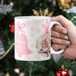 Erste Weihnachtsfeier Oma Glocke Rosa Schneeflocke Kaffeetasse