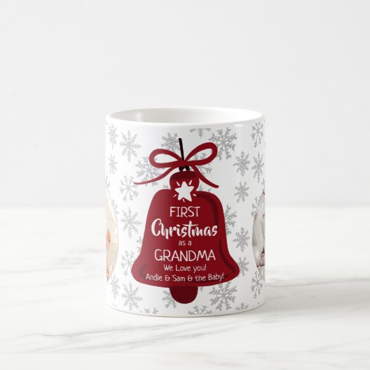 Erste Weihnachtsfeier Oma Glocke Rote Schneeflocke Kaffeetasse (Mittel)