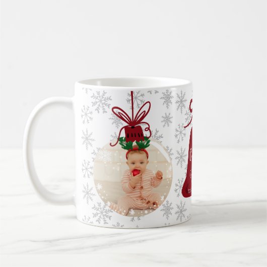Erste Weihnachtsfeier Oma Glocke Rote Schneeflocke Kaffeetasse (Links)