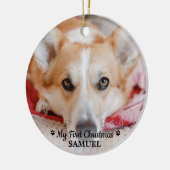 Erste Weihnachtsfeier Personalisierter Hund Welpe  Keramik Ornament (Links)