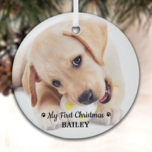 Erste Weihnachtsfeier Personalisierter Hund Welpe Ornament Aus Glas