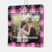 Erste Weihnachtsfeier Pic 2022 Keramik Ornament (Links)