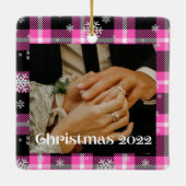 Erste Weihnachtsfeier Pic 2022 Keramik Ornament (Rückseite)