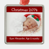 Erste Weihnachtsfeier Rot und Weiß Foto Ornament (Vorne)