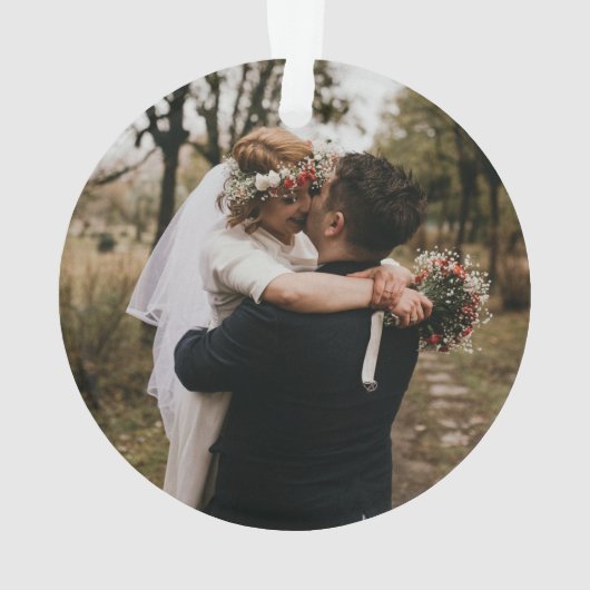 Erste Weihnachtsfeier Rustikales Foto Ornament (Rückseite)