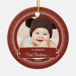 Erste Weihnachtsfeier Rustikales Red Niedlich Baby Keramik Ornament