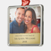 Erste Weihnachtsfeier Verheiratet Chic Gold mit Fo Ornament Aus Metall (Links)