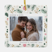 Erste Weihnachtsfeier Verheiratet & Merry Whimsica Keramikornament (Vorderseite)