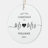 Erste Weihnachtsfeier Verheiratet Minimal Mr. und  Keramik Ornament (Links)