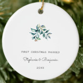 Erste Weihnachtsfeier Verheiratet Mistletoe Keepak Keramik Ornament