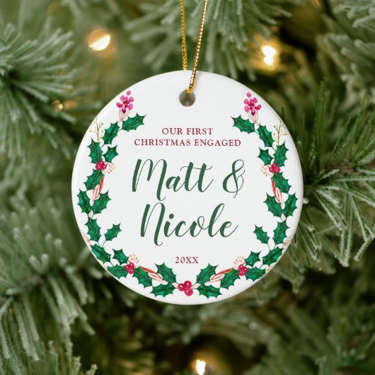 Erste Weihnachtsfeier Verheiratet Personalisiert H Keramik Ornament (Baum)