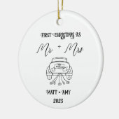 Erste Weihnachtsfeier Verheiratet, Personalisierte Keramik Ornament (Links)