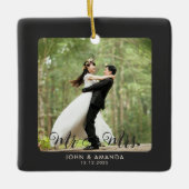 Erste Weihnachtsfeier Verheiratet Retro Mr. und Mr Keramikornament (Vorderseite)