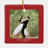 Erste Weihnachtsfeier Verheiratet Retro Mr. und Mr Keramikornament (Vorderseite)