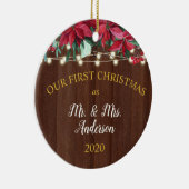 Erste Weihnachtsfeier Verheiratet Rustikale Poinse Keramik Ornament (Rechts)