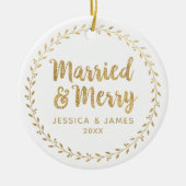 Erste Weihnachtsfeier Verheiratet und frohe Kerami Keramik Ornament (Vorne)