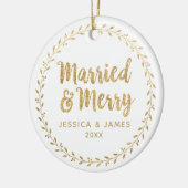 Erste Weihnachtsfeier Verheiratet und frohe Kerami Keramik Ornament (Links)