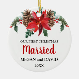 Erste Weihnachtsfeier verheiratete Blume Keramikornament