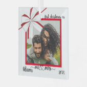 Erste Weihnachtsfeier Verheiratete Weihnachtsschmu Ornament Aus Glas (Vorderseite links)