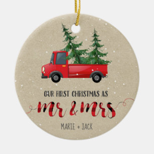 Erste Weihnachtsfeier Verheiratetes Ornament Perso