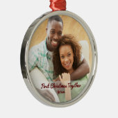 Erste Weihnachtsfeier Verheiratetes Verlobtes Paar Ornament Aus Metall (Rechts)