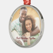 Erste Weihnachtsfeier Verheiratetes Verlobtes Paar Ornament Aus Metall (Links)