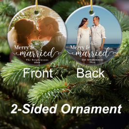 Erste Weihnachtsfeier Verheiratetes zweiseitiges F Keramik Ornament