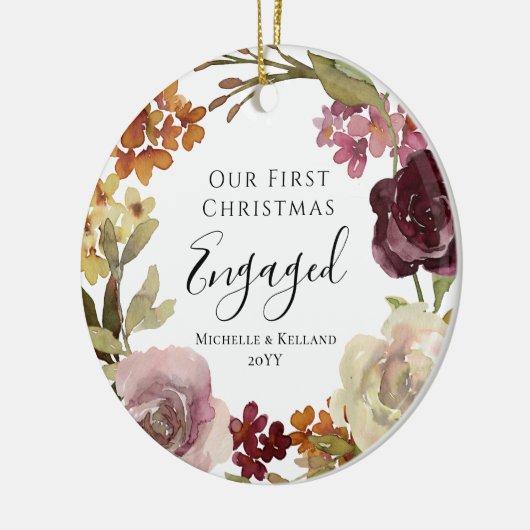 Erste Weihnachtsfeier Verlobt Keramik Ornament (Links)