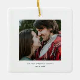 Erste Weihnachtsfeier Verlobt Minimale Verlobung F Keramikornament