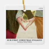 Erste Weihnachtsfeier Verlobt Minimale Verlobung F Keramikornament (Vorderseite)