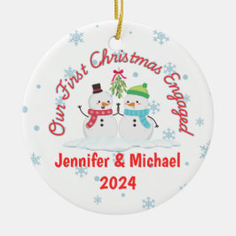 Erste Weihnachtsfeier Verlobt Snowman Personalisie Keramik Ornament