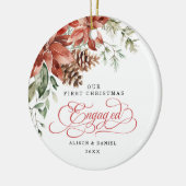 Erste Weihnachtsfeier Verlobt VorHochzeit Poinsett Keramik Ornament (Links)