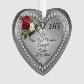 Erste Weihnachtsfeier Verlobte Silberdiamanten Ornament (Vorderseite)