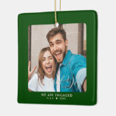 Erste Weihnachtsfeier Verlobtes Couple Custom Foto Keramikornament (Links)